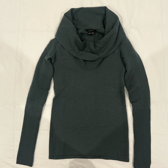 Theory - Fold Over Neck Boucle Knit Cowl Neck Sweater